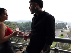 Quickie Pick Up Then Sweet Anal With A Latina Blonde Babe Villa Anderson In Red Stockings.