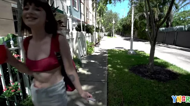 Petite Neighborhood Whore Picked Up For A Public Quickie Outdoors