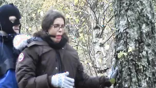 Submissive Gagged Librarian Gives A Deep Blowjob In The Forest